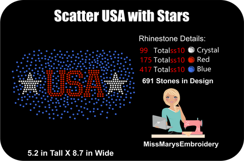 Scatter USA with Stars Rhinestone 