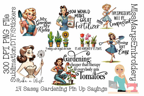 14 Garden Pin Up PNGs