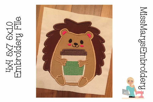 Coffee Hedgehog Applique