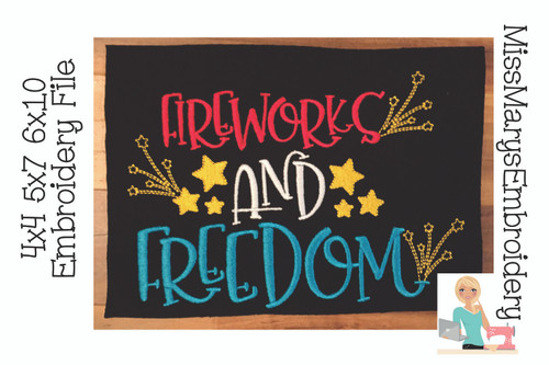 Fireworks and Freedom Embroidery