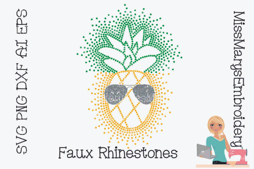 Faux Rhinestone Sunglasses Pineapple