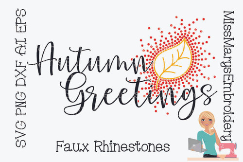 Faux Rhinestone Autumn Greetings