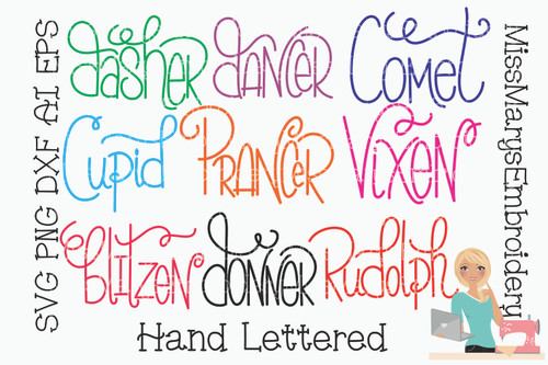 Hand Lettered Reindeer Names 