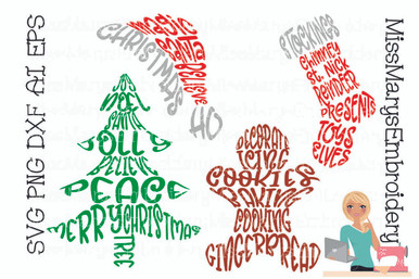 Christmas Word Art Miss Mary S Embroidery