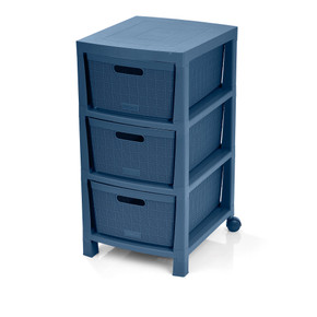 Cajonero Fique 3 Gavetas Azul Petróleo