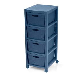 Cajonero Fique 4 Gavetas Azul Petróleo