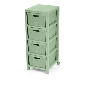 Cajonero Fique 4 Gavetas Verde Salvia