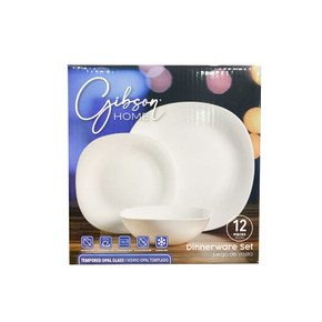 Juego de vajilla de 12 piezas de vidrio opalino templado.