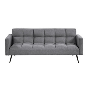 Futón gris con base metálica