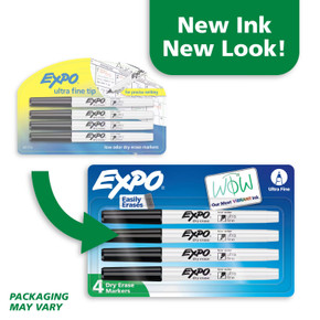 Marcadores Expo Punta Fina Tinta Negro 4 pack