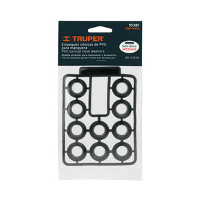 Bolsa con 10 empaques de PVC antifuga para manguera, Truper