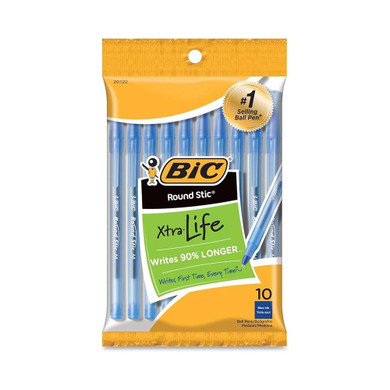 Bolígrafos Bic Round Stic Tinta Azul 10qty