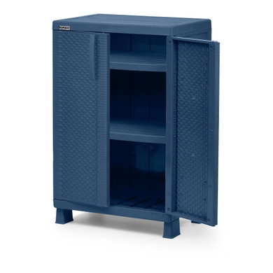 Armario Mediano Rattan Azul Petróleo