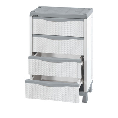Armario Cajonero Rattan Blanco/Gris