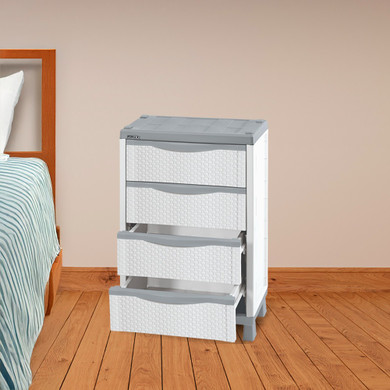 Armario Cajonero Rattan Blanco/Gris