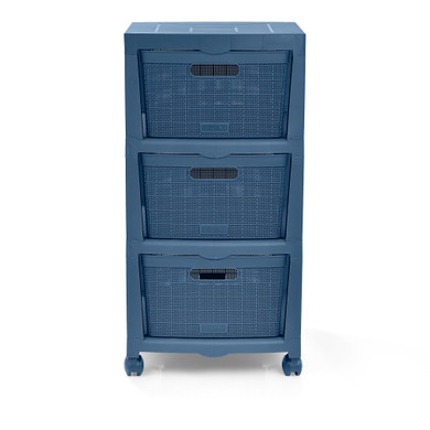 Cajonero Fique 3 Gavetas Azul Petróleo