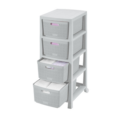 Cajonero Fique 4 Gavetas Gris