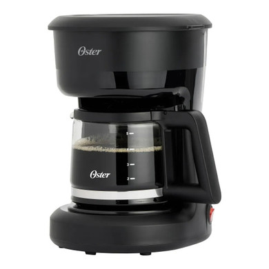 Cafetera, 5 Tazas de Capacidad, con Filtro Reutilizable, Botón con Luz de Encendido y Apagado, Color Negro, Oster