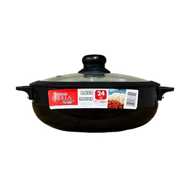 Caldero Aluminio Con Tapa De Vidrio 24cms
