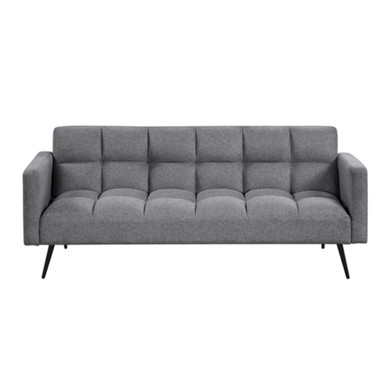 Futón gris con base metálica