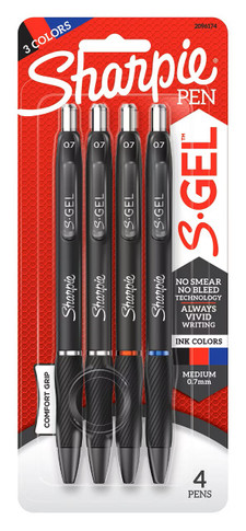 Bolígrafos Sharpie S Gel 3 colores de Tinta 0.7mm 4pack