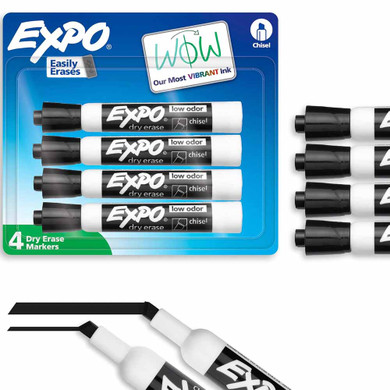 Marcadores Expo Chisel Negros 4ct