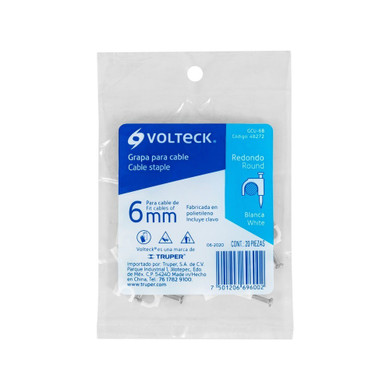 20 grapas blancas de 6 mm para cable redondo