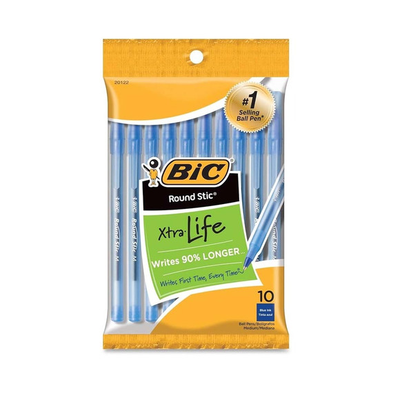 Bolígrafos Bic Round Stic Tinta Azul 10 qty