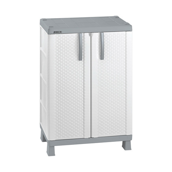 Armario Mediano Rattan Blanco/Gris