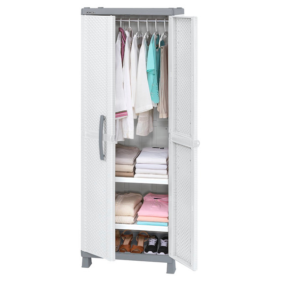 Armario Para Ropa Rattan Blanco/Gris