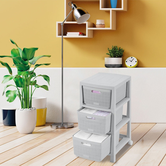Cajonero Fique 3 Gavetas Gris