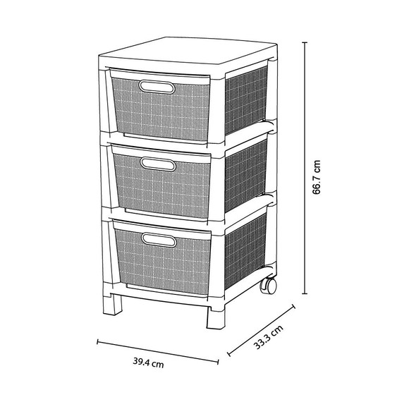 Cajonero Fique 3 Gavetas Mocca
