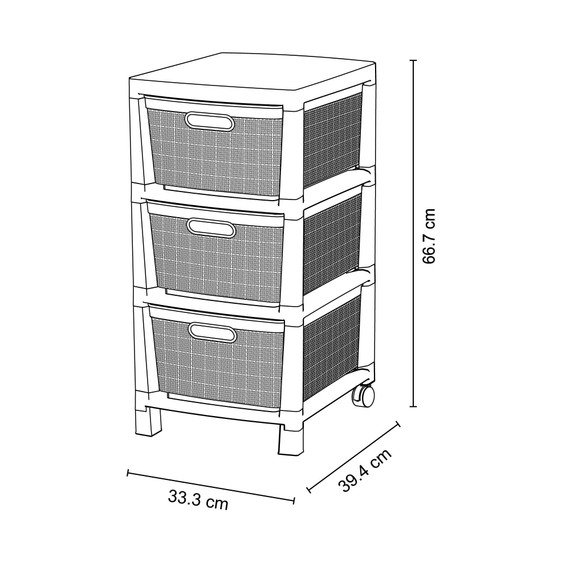 Cajonero Fique 3 Gavetas Azul Petróleo