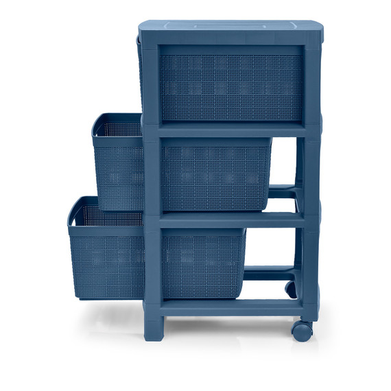 Cajonero Fique 3 Gavetas Azul Petróleo