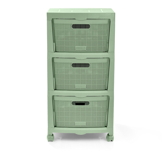 Cajonero Fique 3 Gavetas Verde Salvia