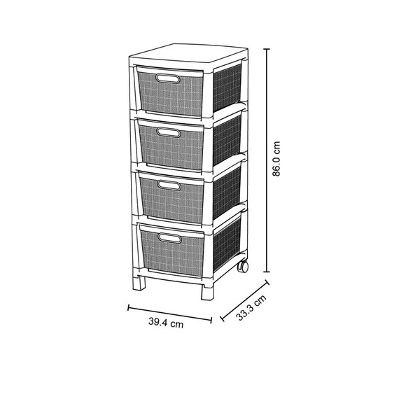 Cajonero Fique 4 Gavetas Gris
