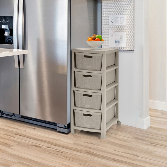 Cajonero Fique 4 Gavetas Cemento