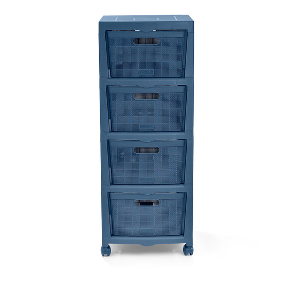 Cajonero Fique 4 Gavetas Azul Petróleo