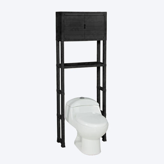 Estante Para Baño Con Puertas Negro