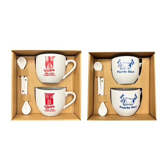 Set 2 Tazas Puerto Rico Con Cucharitas