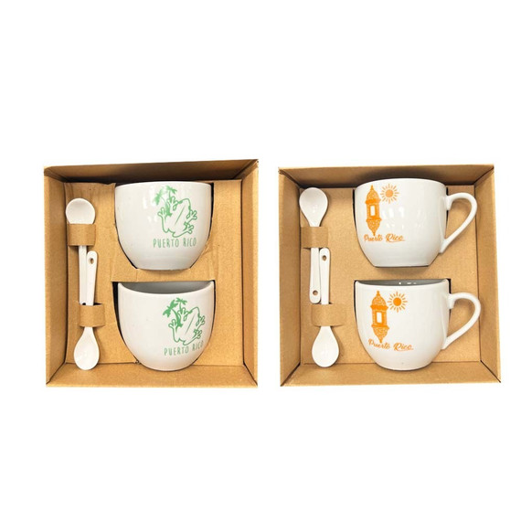 Set 2 Tazas Puerto Rico Con Cucharitas