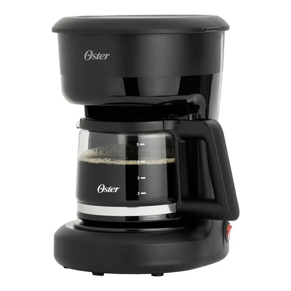 Cafetera, 5 Tazas de Capacidad, con Filtro Reutilizable, Botón con Luz de Encendido y Apagado, Color Negro, Oster