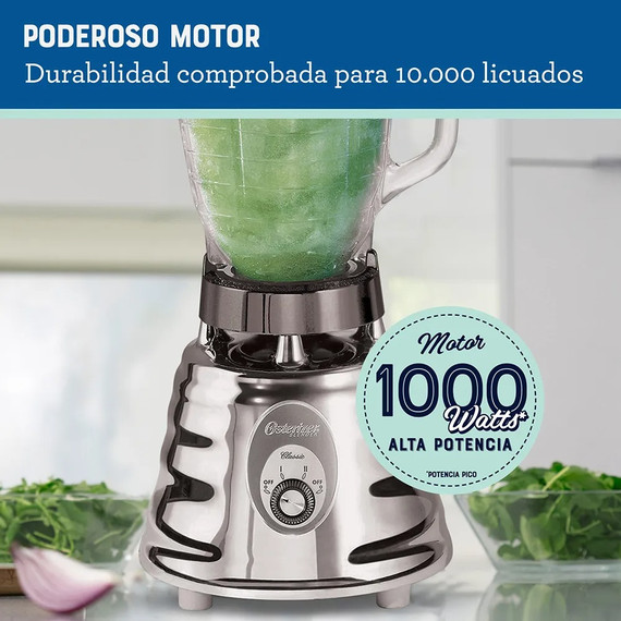 Licuadora Osterizer cromada de 2 velocidades,