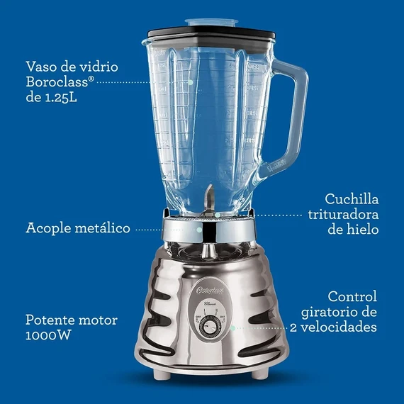 Licuadora Osterizer cromada de 2 velocidades, Oster