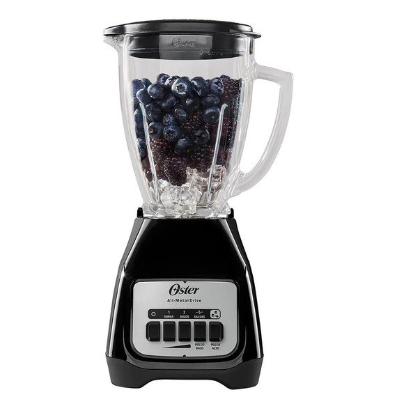 Licuadora 2 velocidades más pulso y vaso de vidrio, Oster, Negra