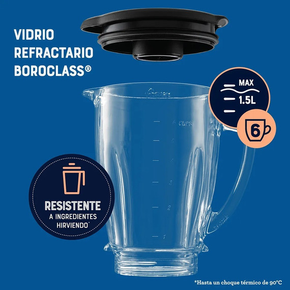 Licuadora 2 velocidades más pulso y vaso de vidrio, Oster, Negra