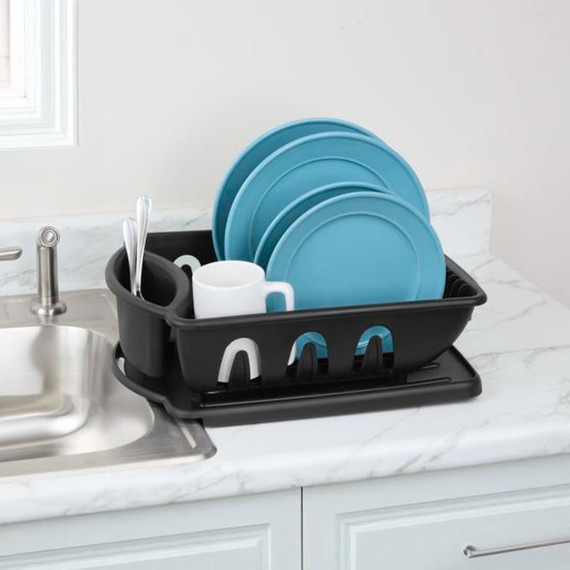 Escurridor Negro con Bandeja Pequeño
