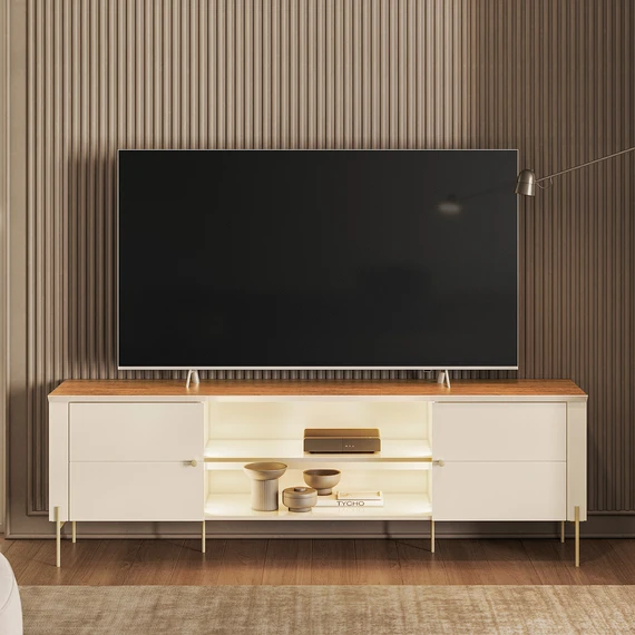 Mesa TV Brasilia White/Canela