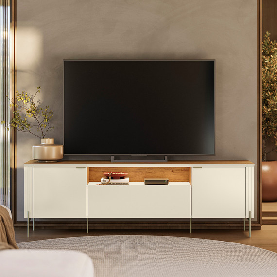Mesa Tv Dourados off white/canela