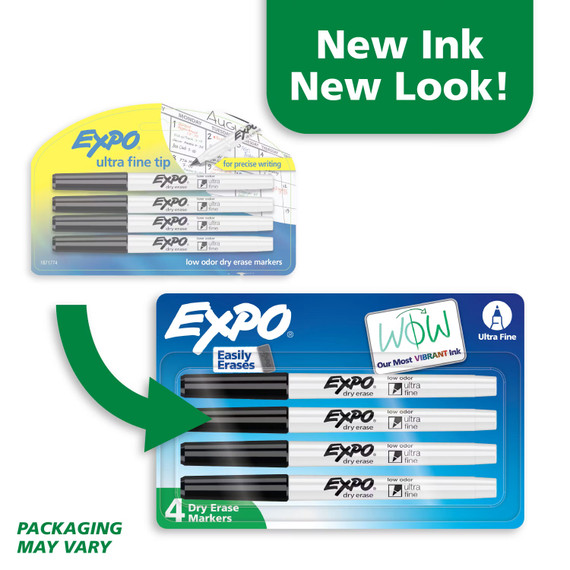 Marcadores Expo Punta Fina Tinta Negro 4 pack